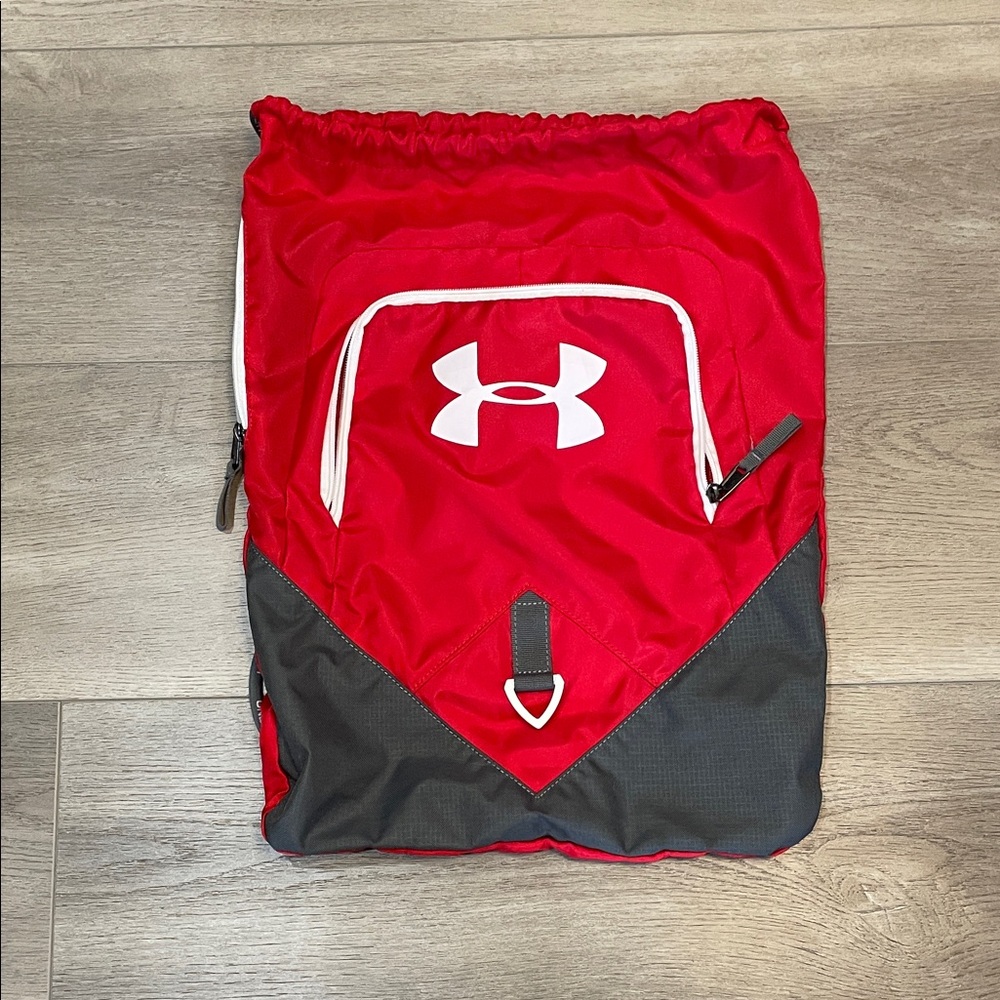 Under Armour Crimson and Charcoal Drawstring Bag